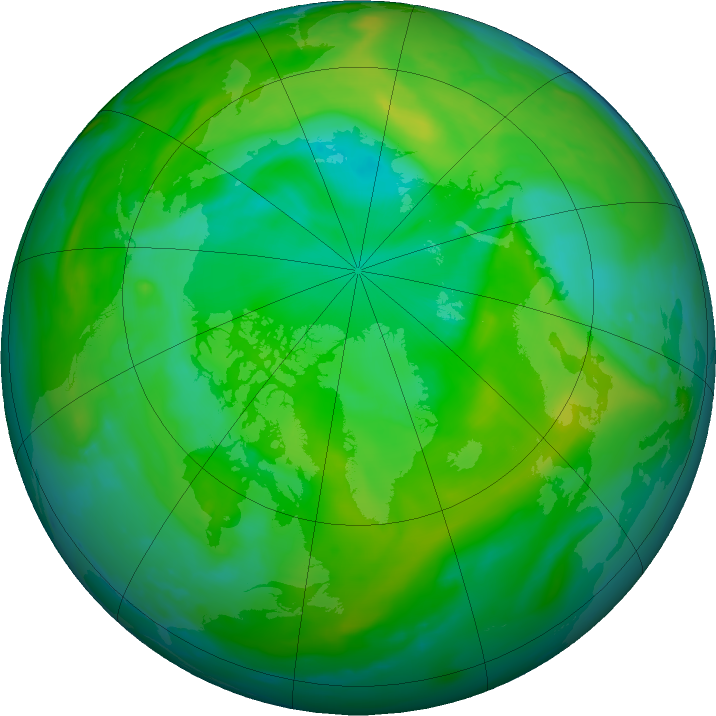 Arctic ozone map for 07 July 2020